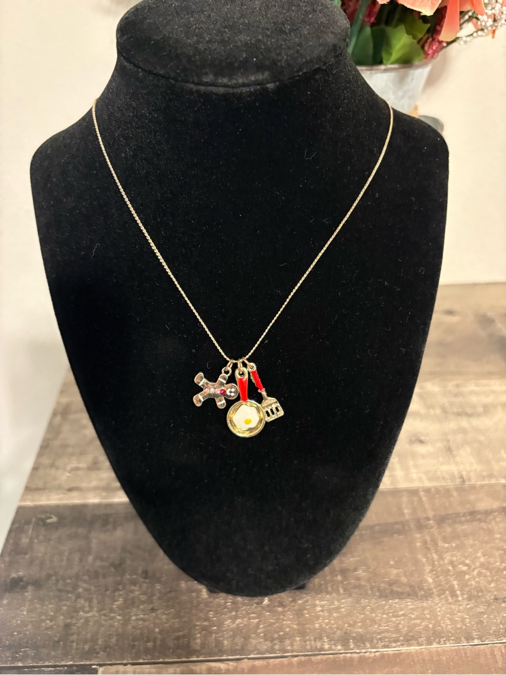 Betsey Johnson Gold-Tone Necklace with Red and Yellow Charms